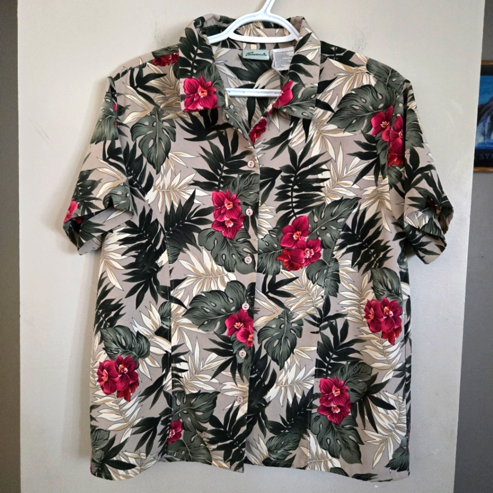Penmans Women Floral Hawaiian Shirt Top Medium Vacation Shirt Cover Tropical